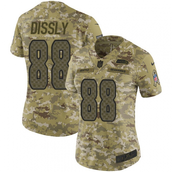 Women's Nike Seattle Seahawks 88 Will Dissly Limited Camo 2018 Salute to Service NFL Jersey