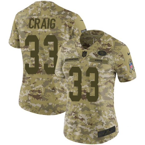 Women's Nike San Francisco 49ers 33 Roger Craig Limited Camo 2018 Salute to Service NFL Jersey