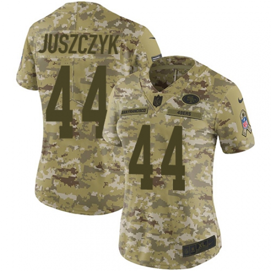 Women's Nike San Francisco 49ers 44 Kyle Juszczyk Limited Camo 2018 Salute to Service NFL Jersey