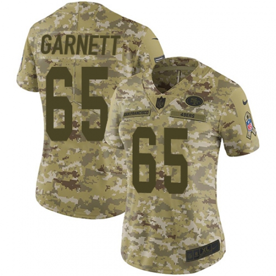 Women's Nike San Francisco 49ers 65 Joshua Garnett Limited Camo 2018 Salute to Service NFL Jersey