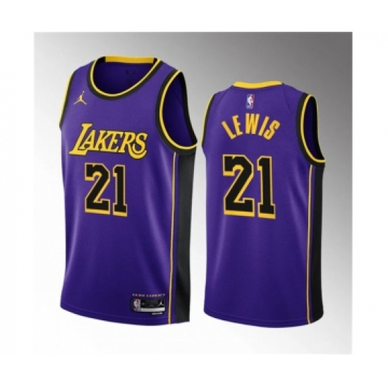 Men's Los Angeles Lakers 21 Maxwell Lewis Purple 2023 Draft Statement Edition Stitched Basketball Jersey