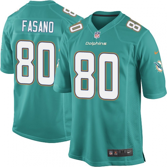 Men's Nike Miami Dolphins 80 Anthony Fasano Game Aqua Green Team Color NFL Jersey
