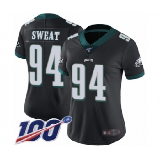 Women's Philadelphia Eagles 94 Josh Sweat Black Alternate Vapor Untouchable Limited Player 100th Season Football Jersey