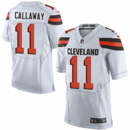 Men's Nike Cleveland Browns 11 Antonio Callaway Elite White NFL Jersey