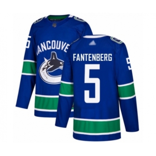 Men's Vancouver Canucks 5 Oscar Fantenberg Authentic Blue Home Hockey Jersey