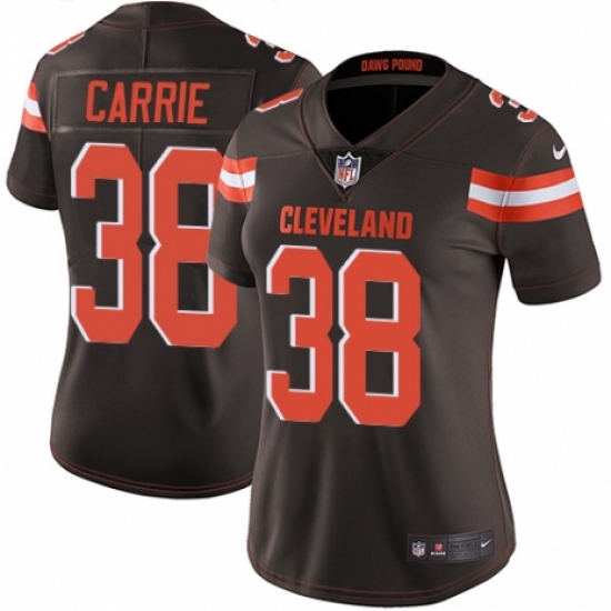 Women's Nike Cleveland Browns 38 T. J. Carrie Brown Team Color Vapor Untouchable Elite Player NFL Jersey