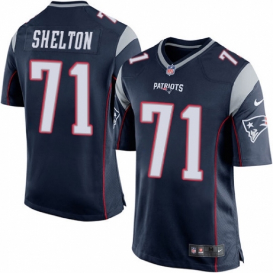 Men's Nike New England Patriots 71 Danny Shelton Game Navy Blue Team Color NFL Jersey