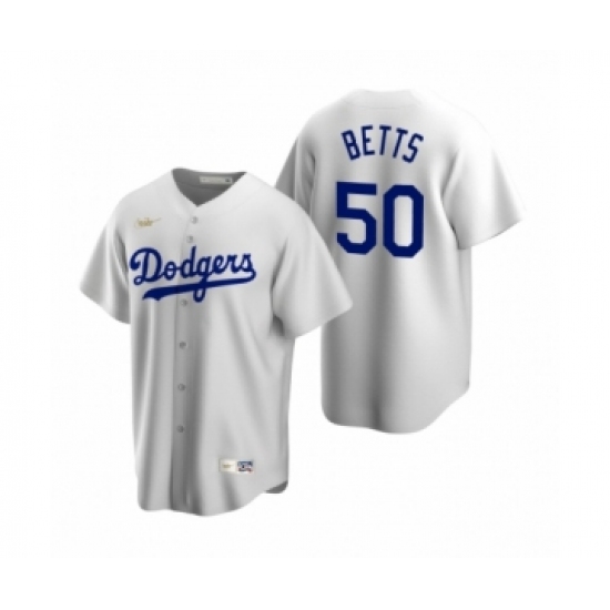 Men's Los Angeles Dodgers 50 Mookie Betts Nike White Cooperstown Collection Home Jersey