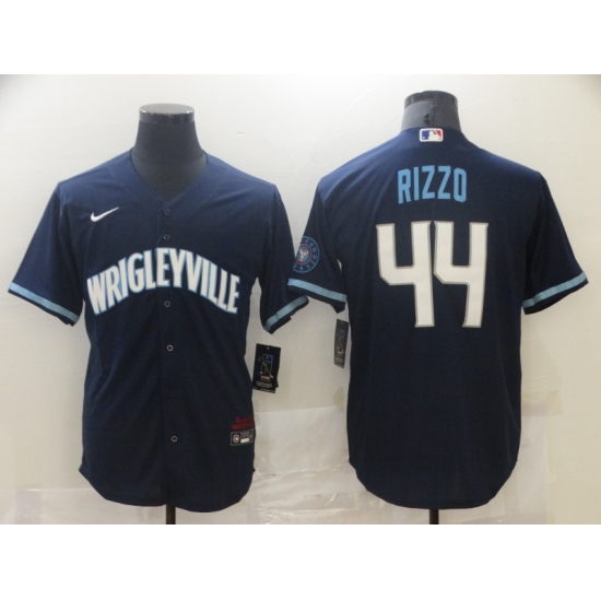 Men's Nike Chicago Cubs 44 Anthony Rizzo Navy Royal Alternate Stitched Baseball Jersey