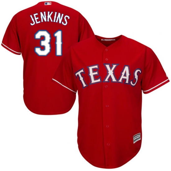 Men's Majestic Texas Rangers 31 Ferguson Jenkins Replica Red Alternate Cool Base MLB Jersey