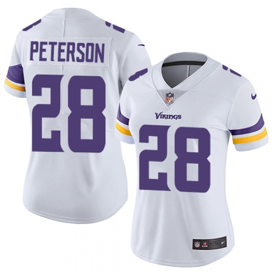 Women's Nike Minnesota Vikings 28 Adrian Peterson White Vapor Untouchable Limited Player NFL Jersey