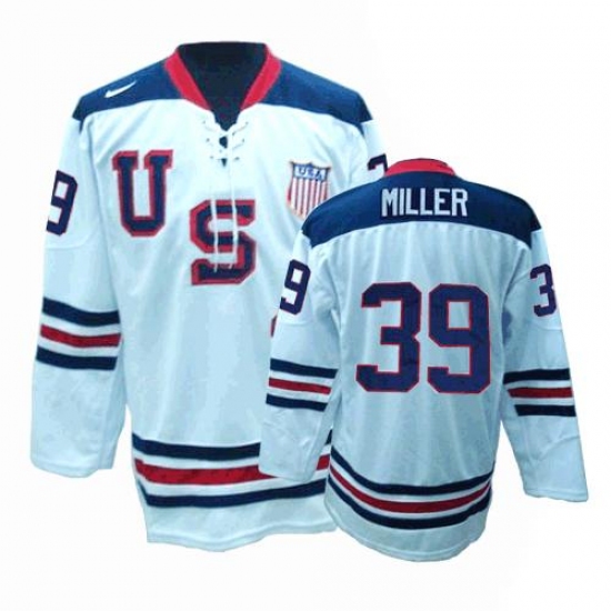 Men's Nike Team USA 39 Ryan Miller Authentic White 1960 Throwback Olympic Hockey Jersey