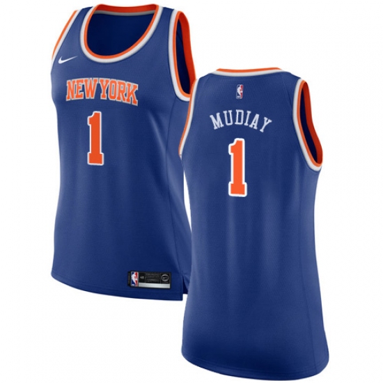 Women's Nike New York Knicks 1 Emmanuel Mudiay Authentic Royal Blue NBA Jersey - Icon Edition