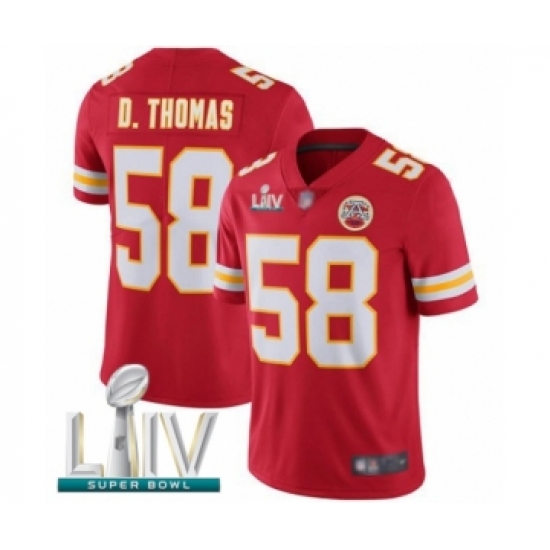 Youth Kansas City Chiefs 58 Derrick Thomas Red Team Color Vapor Untouchable Limited Player Super Bowl LIV Bound Football Jersey