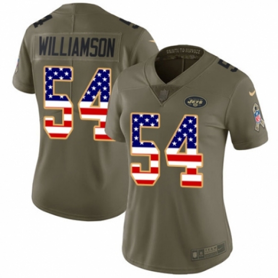 Women's Nike New York Jets 54 Avery Williamson Limited Olive/USA Flag 2017 Salute to Service NFL Jersey