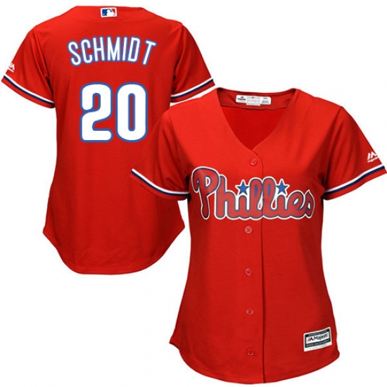 Women's Majestic Philadelphia Phillies 20 Mike Schmidt Authentic Red Alternate Cool Base MLB Jersey