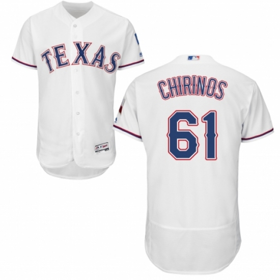 Men's Majestic Texas Rangers 61 Robinson Chirinos White Home Flex Base Authentic Collection MLB Jersey