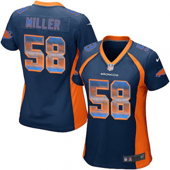Women's Nike Denver Broncos 58 Von Miller Limited Navy Blue Strobe NFL Jersey