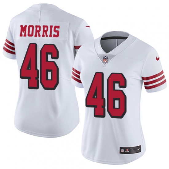 Women Nike San Francisco 49ers 46 Alfred Morris Limited White Rush Vapor Untouchable NFL Jersey