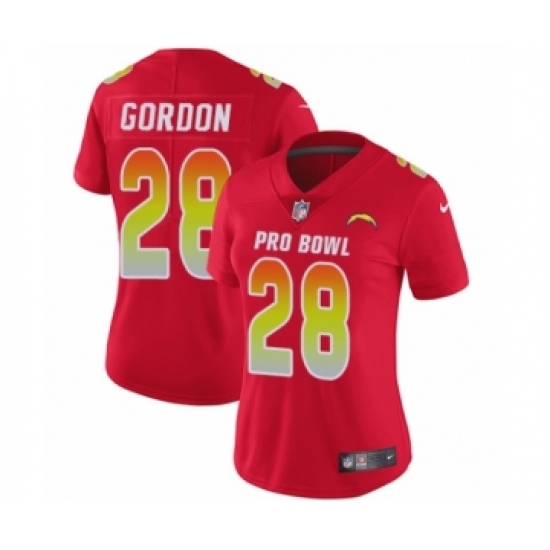 Women's Nike Los Angeles Chargers 28 Melvin Gordon Limited Red AFC 2019 Pro Bowl NFL Jersey