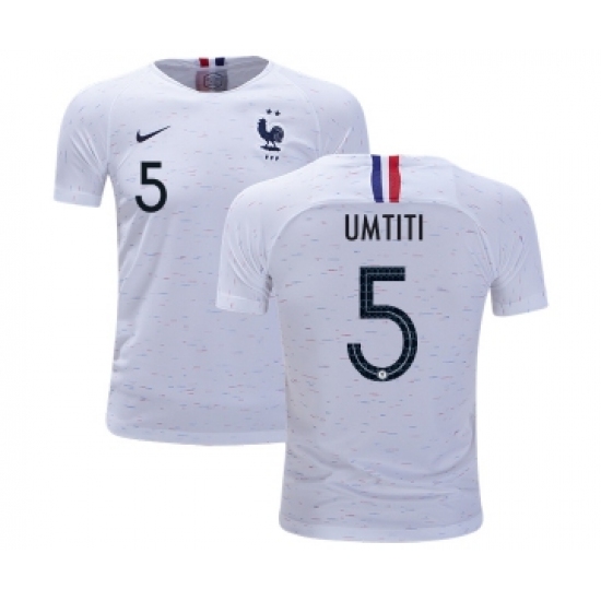 France 5 Umtiti Away Kid Soccer Country Jersey