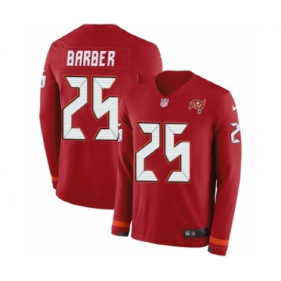 Men's Nike Tampa Bay Buccaneers 25 Peyton Barber Limited Red Therma Long Sleeve NFL Jersey