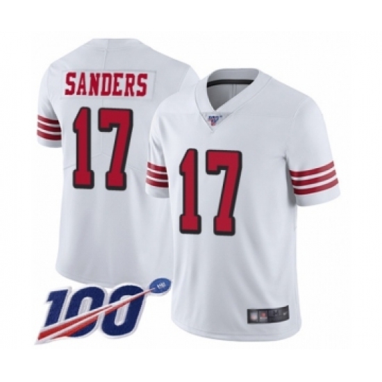 Men's San Francisco 49ers 17 Emmanuel Sanders Limited White Rush Vapor Untouchable 100th Season Football Jersey