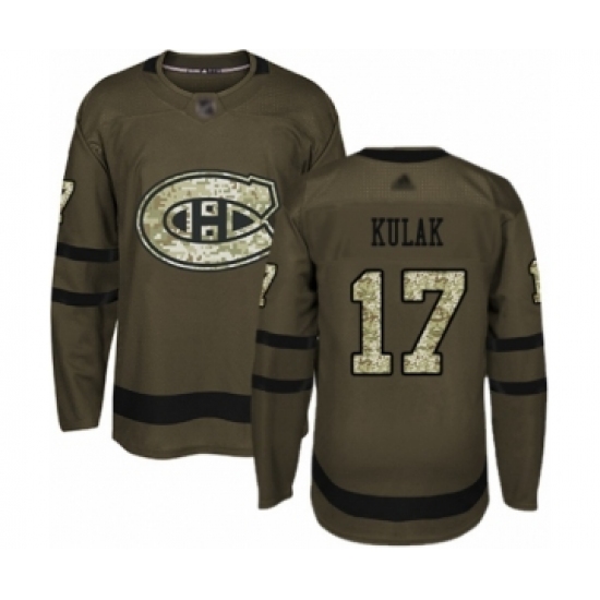 Men's Montreal Canadiens 17 Brett Kulak Authentic Green Salute to Service Hockey Jersey