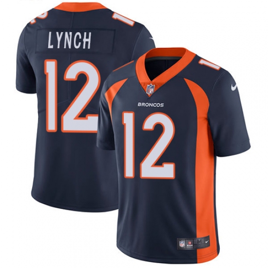 Men's Nike Denver Broncos 12 Paxton Lynch Navy Blue Alternate Vapor Untouchable Limited Player NFL Jersey