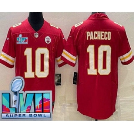 Men's Kansas City Chiefs 10 Isiah Pacheco Limited Red Super Bowl LVII Vapor Jersey