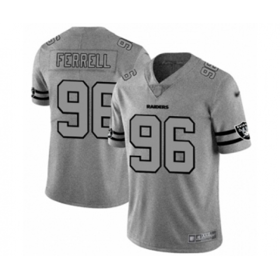 Men's Oakland Raiders 96 Clelin Ferrell Gray Team Logo Gridiron Limited Football Jersey