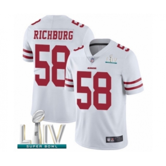 Men's San Francisco 49ers 58 Weston Richburg White Vapor Untouchable Limited Player Super Bowl LIV Bound Football Jersey