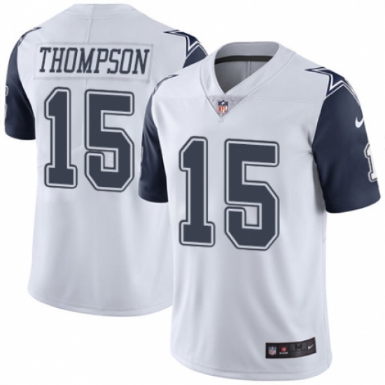 Youth Nike Dallas Cowboys 15 Deonte Thompson Limited White Rush Vapor Untouchable NFL Jersey
