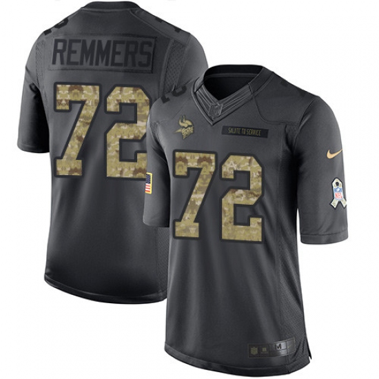 Men's Nike Minnesota Vikings 72 Mike Remmers Limited Black 2016 Salute to Service NFL Jersey