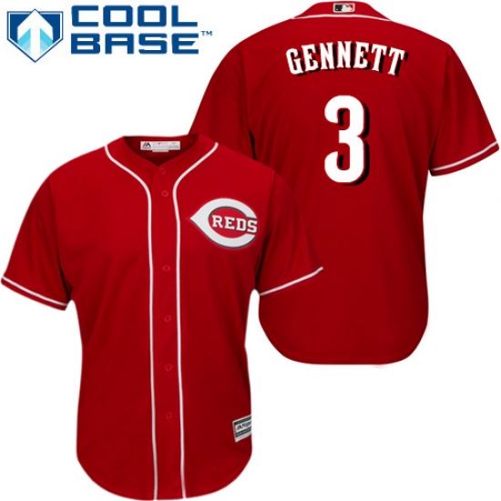 Youth Majestic Cincinnati Reds 3 Scooter Gennett Replica Red Alternate Cool Base MLB Jersey