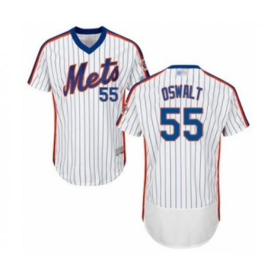 Men's New York Mets 55 Corey Oswalt White Alternate Flex Base Authentic Collection Baseball Player Jersey