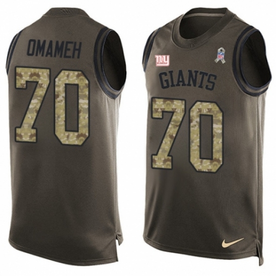 Men's Nike New York Giants 70 Patrick Omameh Limited Green Salute to Service Tank Top NFL Jersey