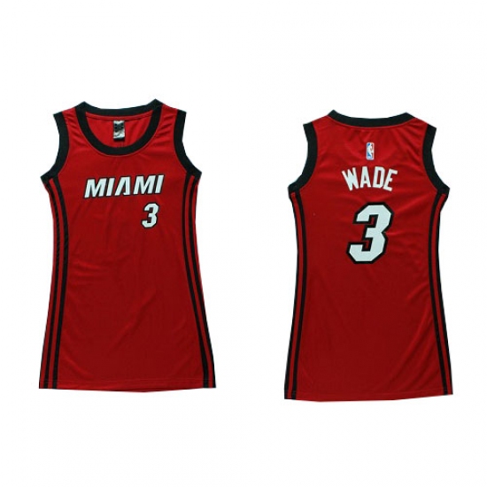 Women's Adidas Miami Heat 3 Dwyane Wade Authentic Red Dress NBA Jersey