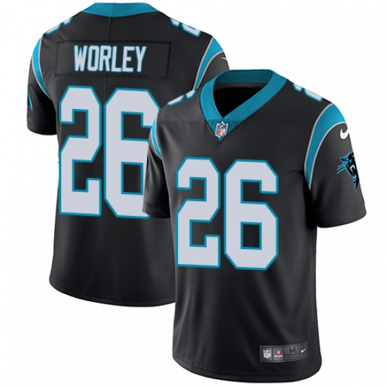 Youth Nike Carolina Panthers 26 Daryl Worley Black Team Color Vapor Untouchable Limited Player NFL Jersey