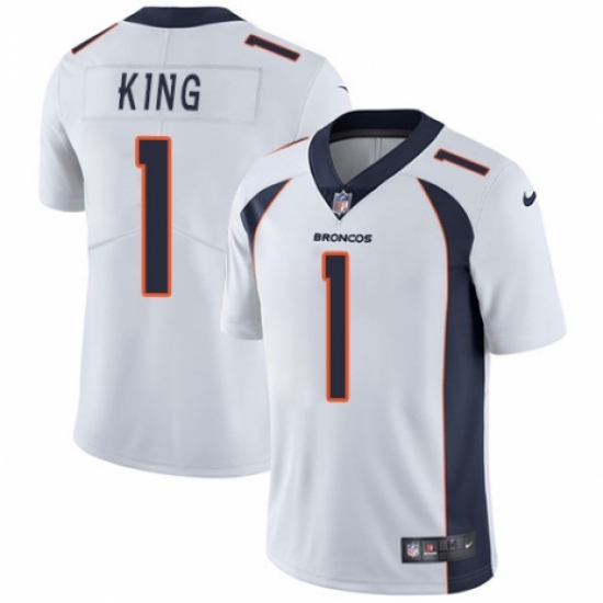 Men's Nike Denver Broncos 1 Marquette King White Vapor Untouchable Limited Player NFL Jersey