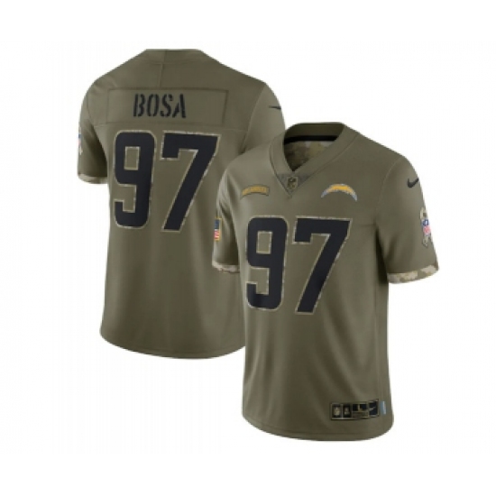 Men's Los Angeles Chargers 97 Joey Bosa 2022 Olive Salute To Service Limited Stitched Jersey