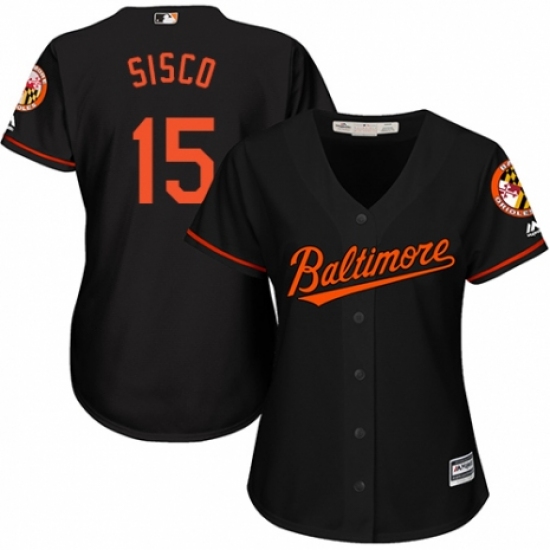 Women's Majestic Baltimore Orioles 15 Chance Sisco Replica Black Alternate Cool Base MLB Jersey
