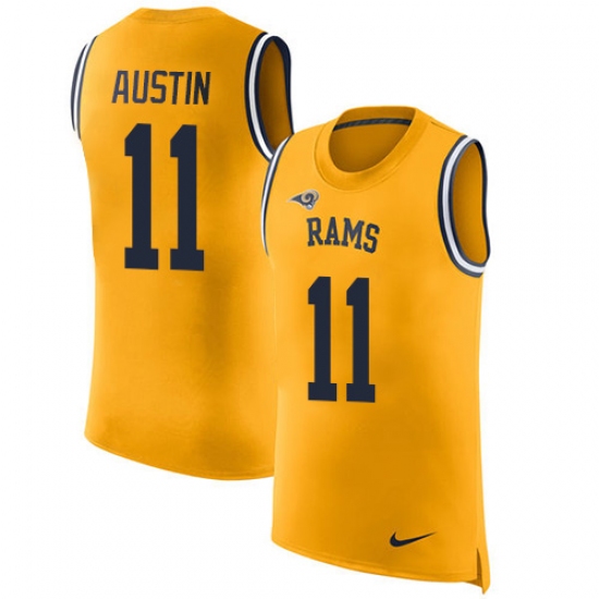 Men's Nike Los Angeles Rams 11 Tavon Austin Limited Gold Rush Player Name & Number Tank Top NFL Jersey