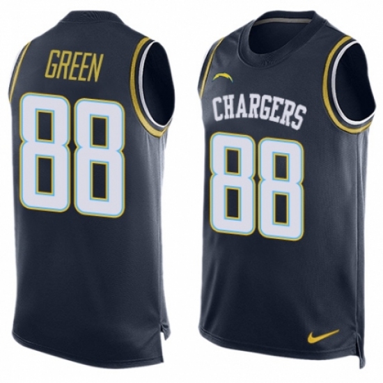 Men's Nike Los Angeles Chargers 88 Virgil Green Limited Navy Blue Player Name & Number Tank Top NFL Jersey