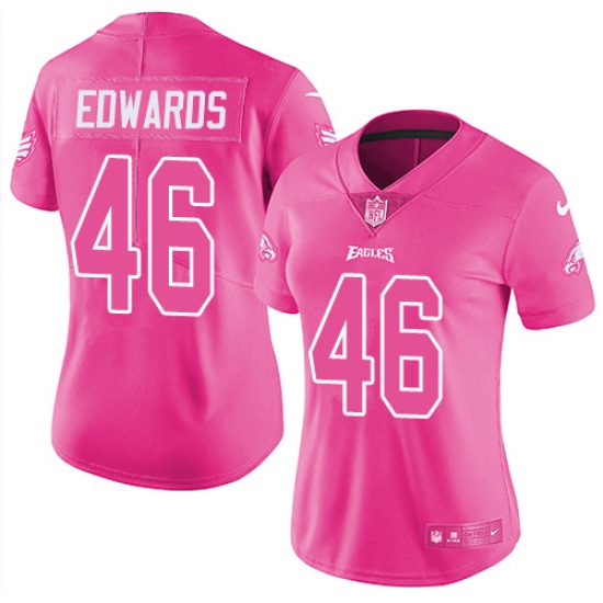 Women's Nike Philadelphia Eagles 46 Herman Edwards Limited Pink Rush Fashion NFL Jersey