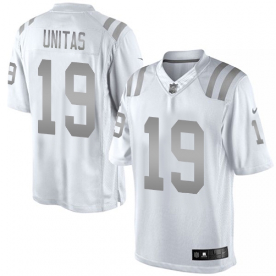 Men's Nike Indianapolis Colts 19 Johnny Unitas Limited White Platinum NFL Jersey