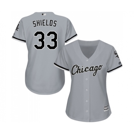 Women's Majestic Chicago White Sox 33 James Shields Replica Grey Road Cool Base MLB Jerseys