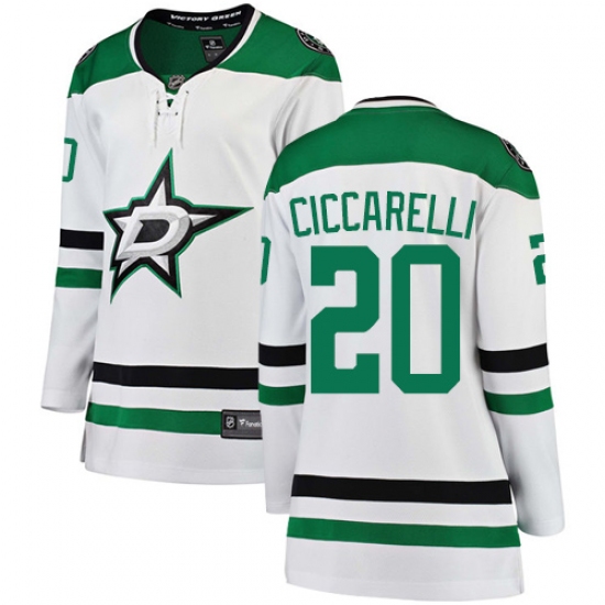 Women's Dallas Stars 20 Dino Ciccarelli Authentic White Away Fanatics Branded Breakaway NHL Jersey