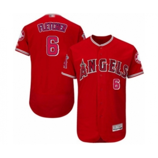 Men's Los Angeles Angels of Anaheim 6 David Fletcher Red Alternate Flex Base Authentic Collection Baseball Player Jersey