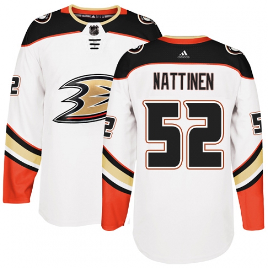 Men's Adidas Anaheim Ducks 52 Julius Nattinen Authentic White Away NHL Jersey